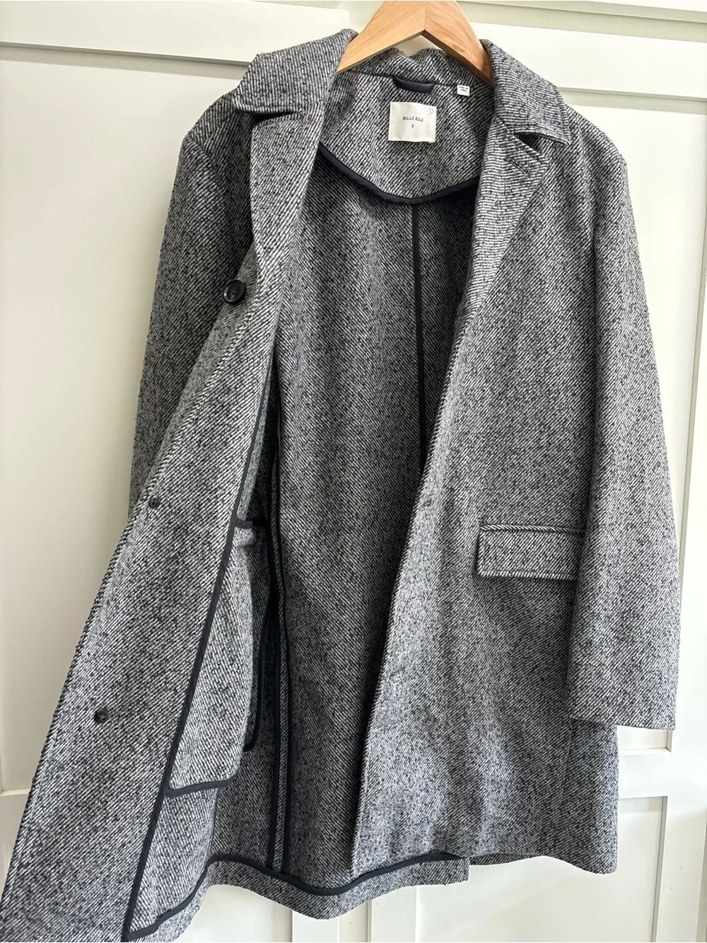 Billy Reid Lancaster Coat men’s small  gray black wool blend made in Italy